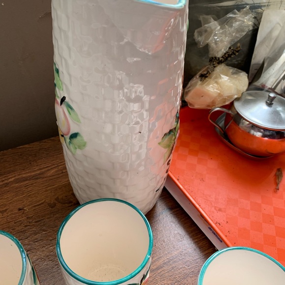 ➡️⭐️Rare⭐️⬅️ Hand-Crafted, FruitJuice/Lemonade Set Serving Pitcher & 6 Tumblers - Picture 3 of 7